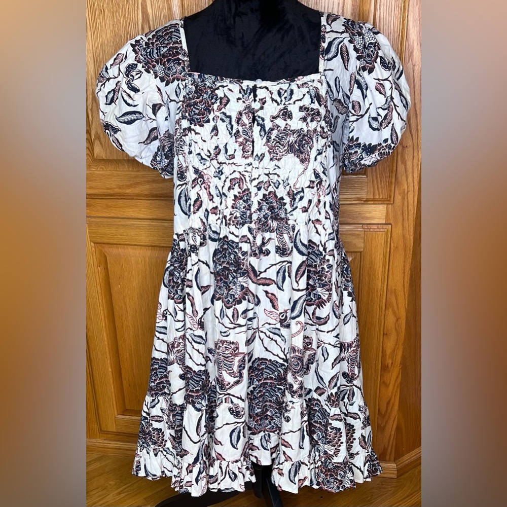 House of Harlow 1960 Ozzie Ivory Floral Print Puff Sleeve Mini Dress Size Medium - Picture 1 of 15